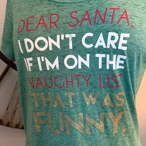 Green Graphic Tee with Festive Print